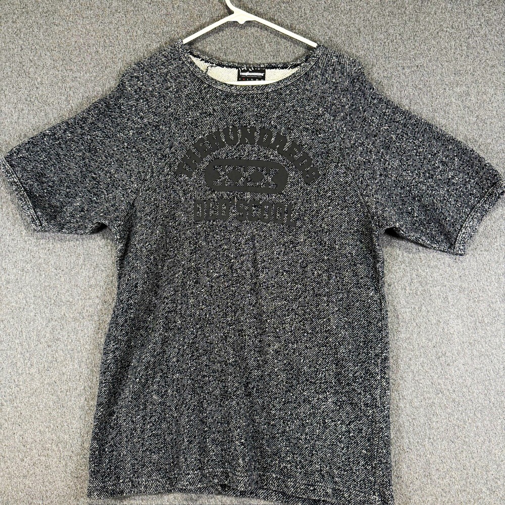 The Hundreds Old Scool Short Sleeve Sweatshirt Mens Medium Gray Marled Raglan